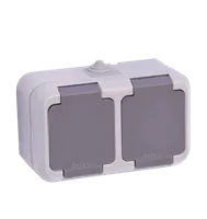 پریز برق ارت دوقلو با پایه چینی ip44 / بارانی روکار دلند دلند الکتریک