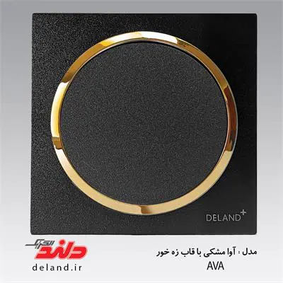 کلید یک پل آوا مشکی زه طلایی(مکانیزم+قاب+زه) دلند الکتریک